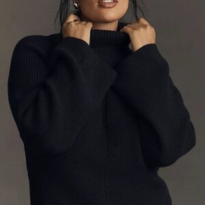 Maeve by Anthropologie - Maeve Cropped Turtleneck Sweater in Black - Size XS